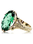 خاتم حرف يدوية فينتاج الزمرد 14 كارت من الذهب الأصفر vrc084y